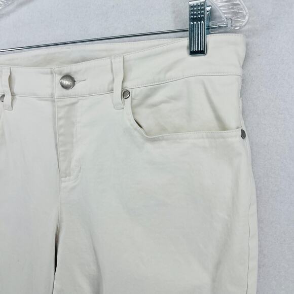 EILEEN FISHER Jeans 10 Organic Cotton Stretch Denim Slim Ankle Bone White - Picture 6 of 15